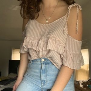 american eagle striped ruffle top